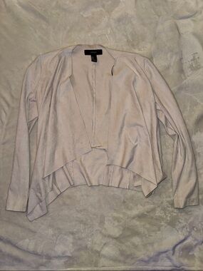 Light Beige Draped Open Front Cardigan